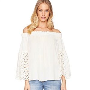 Off-the-Shoulder Eyelet Sleeve Top